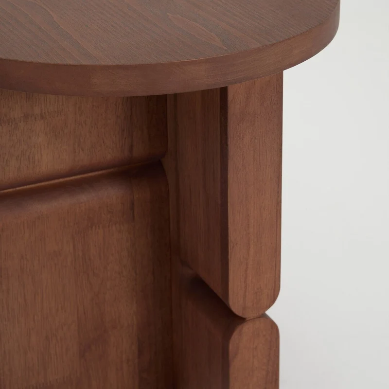 Table d'appoint ronde en bois de frêne peint noyer marron 38 x 42,5 cm Noon - Nobodinoz