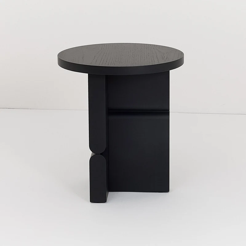 Table d'appoint ronde en bois de frêne peint noir 38 x 42,5 cm Noon - Nobodinoz