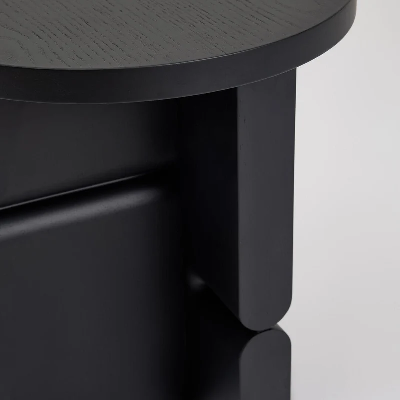 Table d'appoint ronde en bois de frêne peint noir 38 x 42,5 cm Noon - Nobodinoz