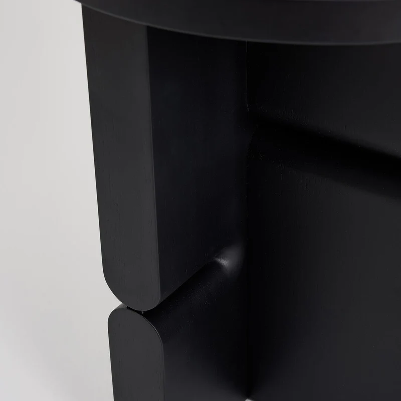 Table d'appoint ronde en bois de frêne peint noir 38 x 42,5 cm Noon - Nobodinoz