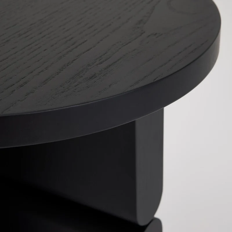 Table d'appoint ronde en bois de frêne peint noir 38 x 42,5 cm Noon - Nobodinoz