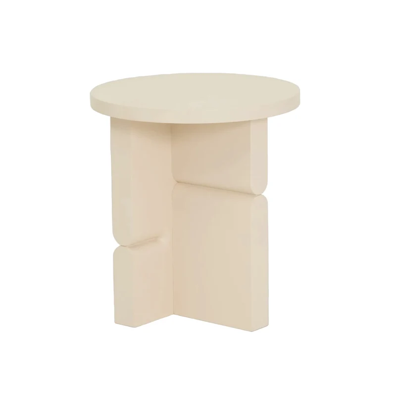 Table d'appoint ronde en bois de frêne peint ivoire 38 x 42,5 cm Noon - Nobodinoz