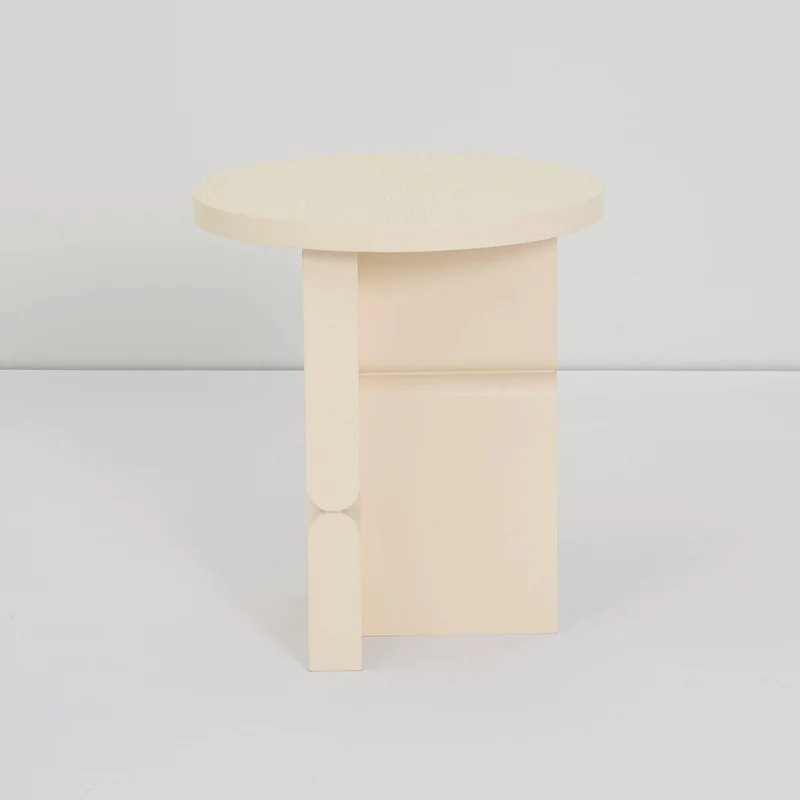 Table d'appoint ronde en bois de frêne peint ivoire 38 x 42,5 cm Noon - Nobodinoz
