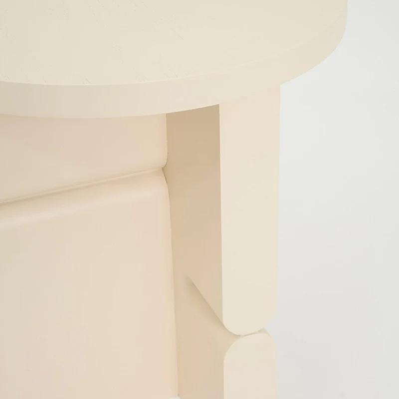 Table d'appoint ronde en bois de frêne peint ivoire 38 x 42,5 cm Noon - Nobodinoz