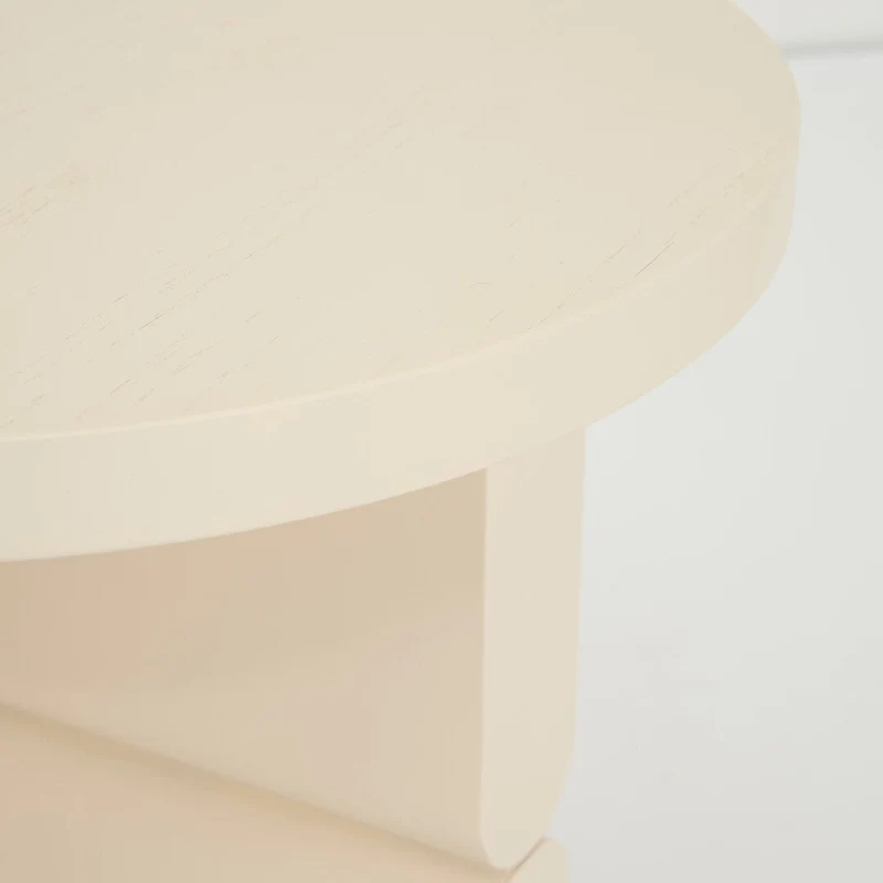 Table d'appoint ronde en bois de frêne peint ivoire 38 x 42,5 cm Noon - Nobodinoz
