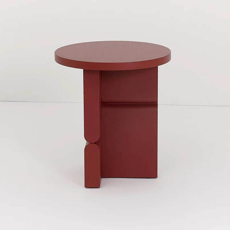 Table d'appoint ronde en bois de frêne peint rouge 38 x 42,5 cm Noon - Nobodinoz
