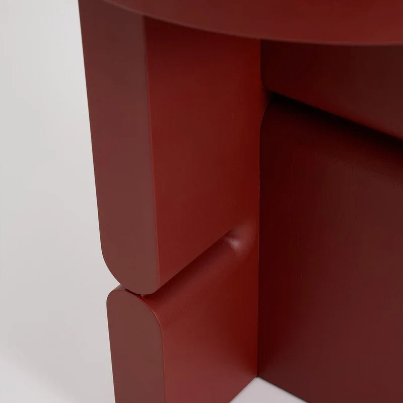 Table d'appoint ronde en bois de frêne peint rouge 38 x 42,5 cm Noon - Nobodinoz