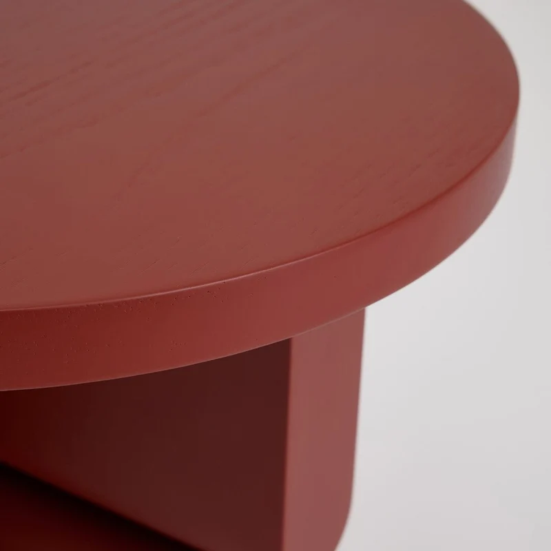 Table d'appoint ronde en bois de frêne peint rouge 38 x 42,5 cm Noon - Nobodinoz