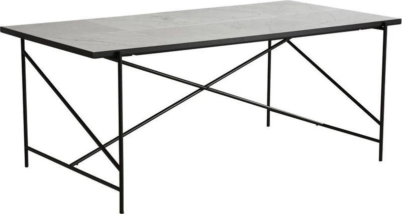 Table en marbre blanc et noir 185 cm - HANDVÄRK
