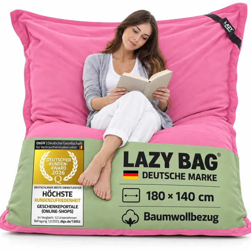 LazyBag XXL Sitzsack 180x140 cm aus Baumwolle – 360L Komfort