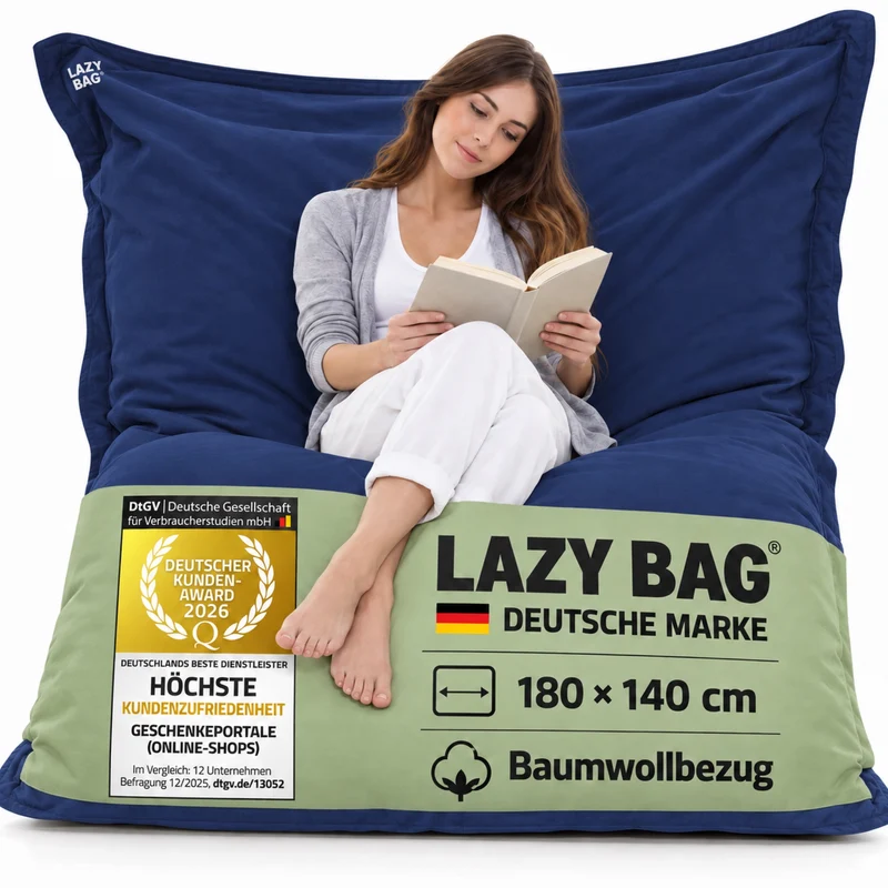LazyBag XXL Sitzsack 180x140 cm aus Baumwolle – 360L Komfort