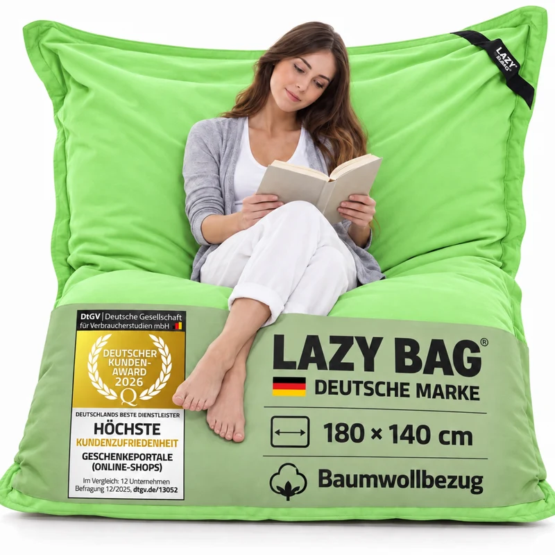 LazyBag XXL Sitzsack 180x140 cm aus Baumwolle – 360L Komfort