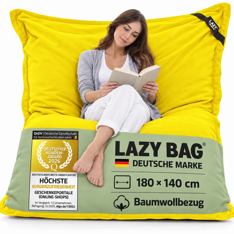 LazyBag XXL Sitzsack 180x140 cm aus Baumwolle – 360L Komfort