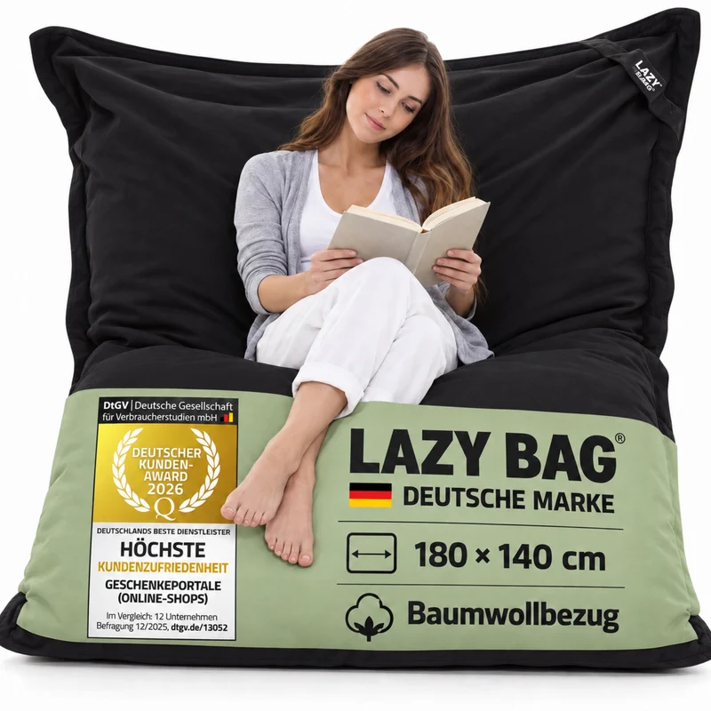 LazyBag XXL Sitzsack 180x140 cm aus Baumwolle – 360L Komfort