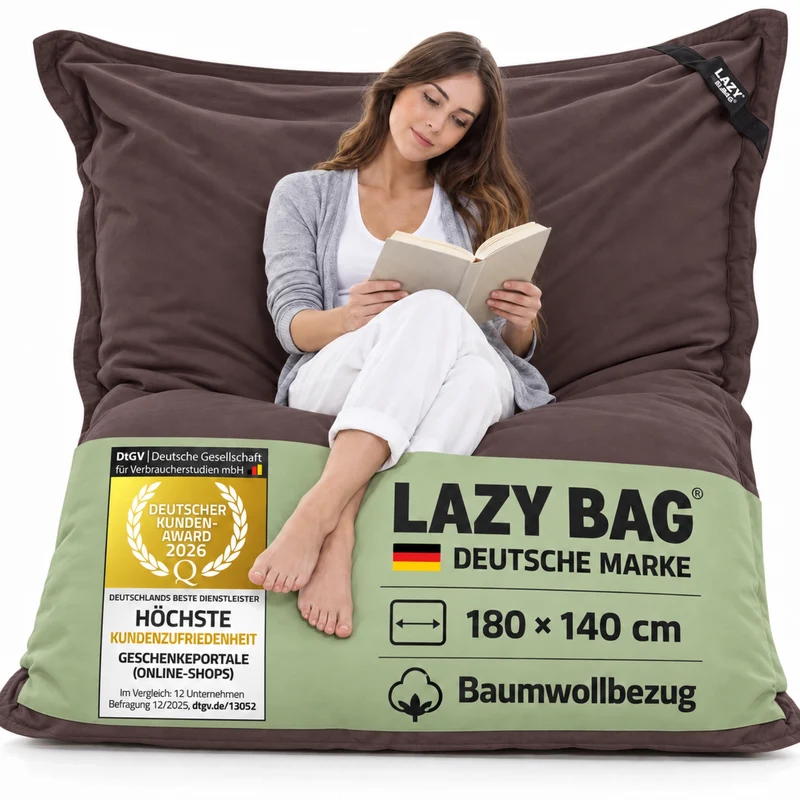 LazyBag XXL Sitzsack 180x140 cm aus Baumwolle – 360L Komfort