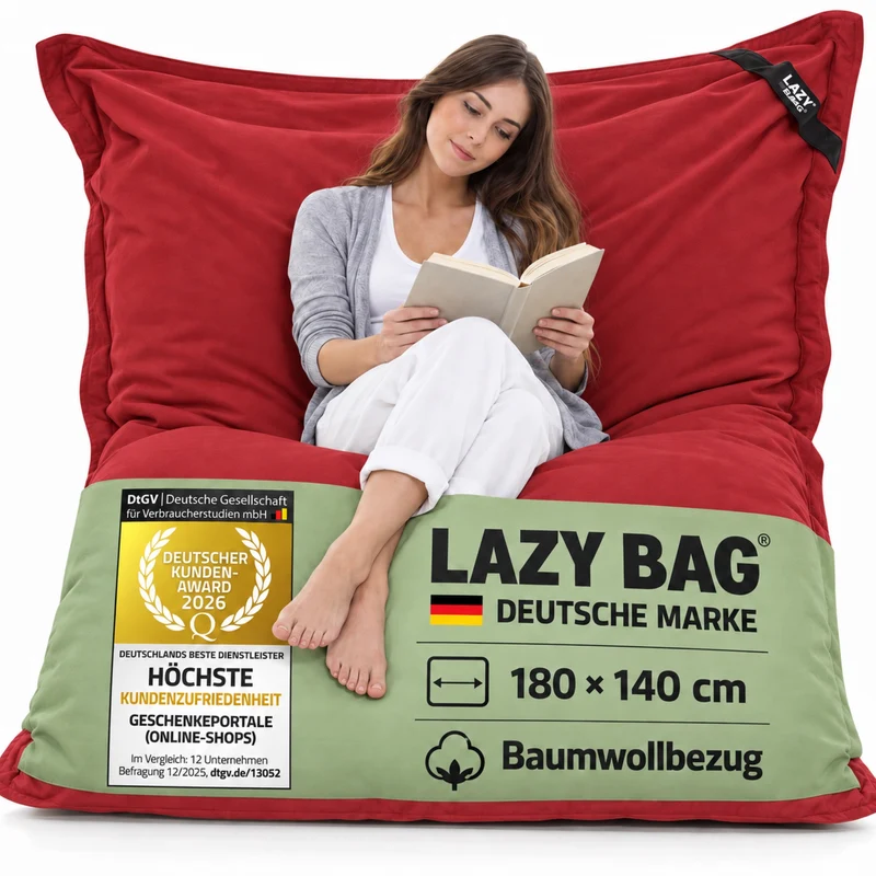 LazyBag XXL Sitzsack 180x140 cm aus Baumwolle – 360L Komfort