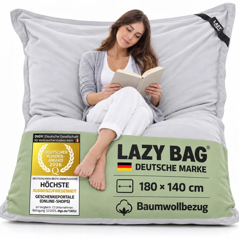 LazyBag XXL Sitzsack 180x140 cm aus Baumwolle – 360L Komfort