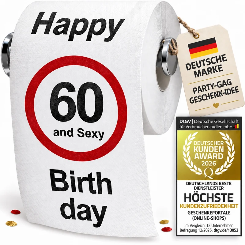 Klopapier zum 60. Geburtstag – Lustiges Party-Geschenk & Deko