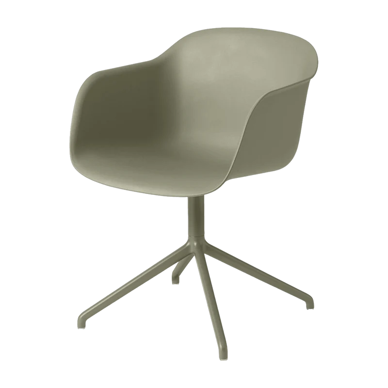 Fauteuil gris vert piétement pivot Fiber - Muuto