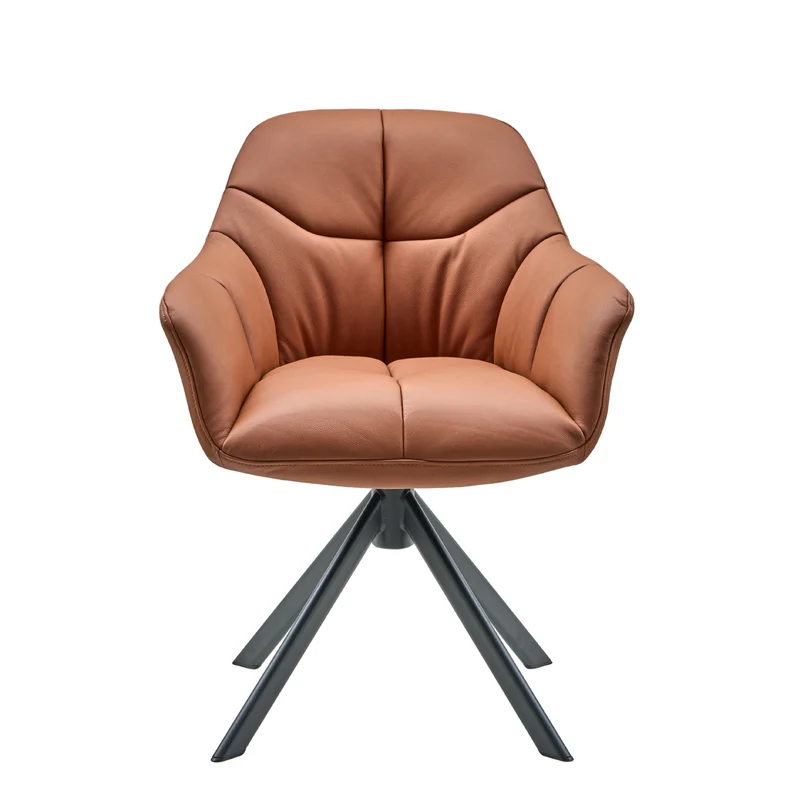 New Age Premium Esszimmerstuhl aus Leder mit Drehgestell (Schwarz)