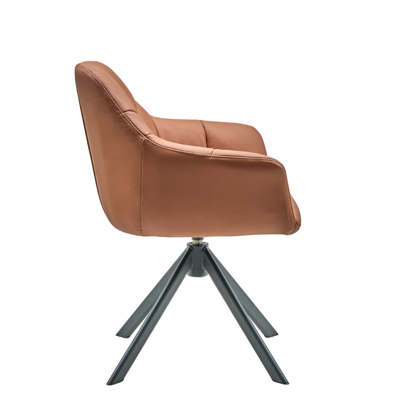 New Age Premium Esszimmerstuhl aus Leder mit Drehgestell (Schwarz)