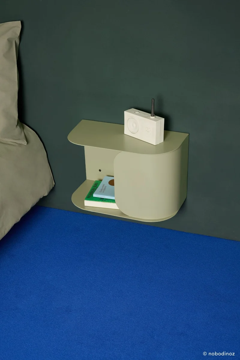 Table de chevet murale en acier vert sauge 40 x 20,5 x 25 cm - Nobodinoz
