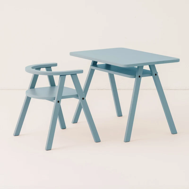 Chaise enfant en bois de hêtre bleu Growing Green - Nobodinoz