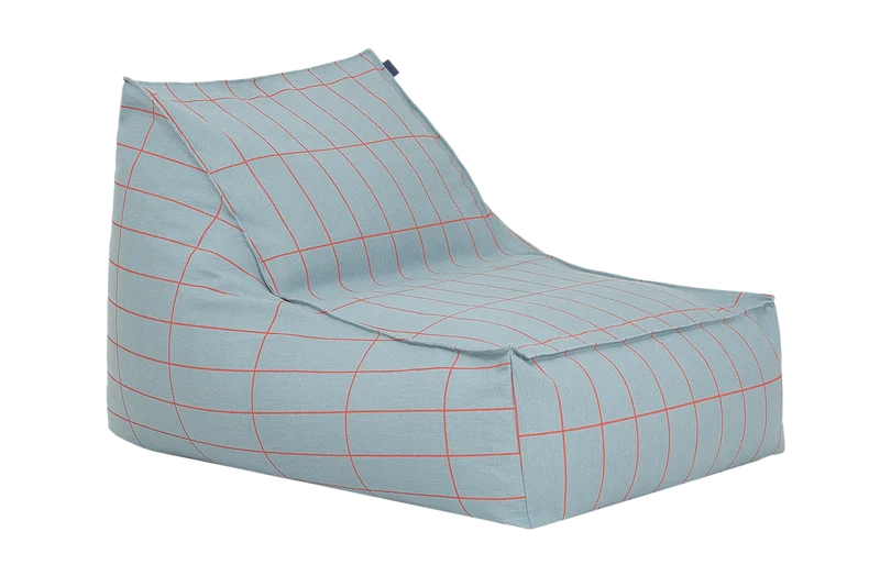 Pouf en coton bio bleu clair et rouge 70 x 105 x 57 cm Vibes - Nobodinoz