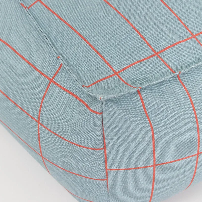 Pouf en coton bio bleu clair et rouge 70 x 105 x 57 cm Vibes - Nobodinoz