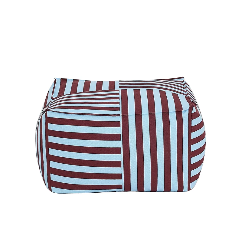 Pouf ottoman carré en coton rayures bordeaux et bleu 55 x 55 x 35cm Otto - Nobodinoz