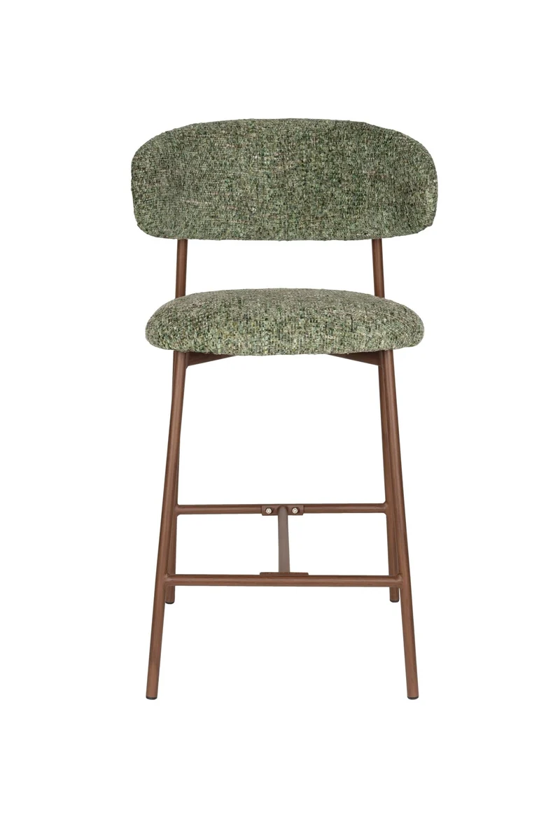 Chaise de bar en tissu vert et métal marron 65cm Kael - The Cool Republic