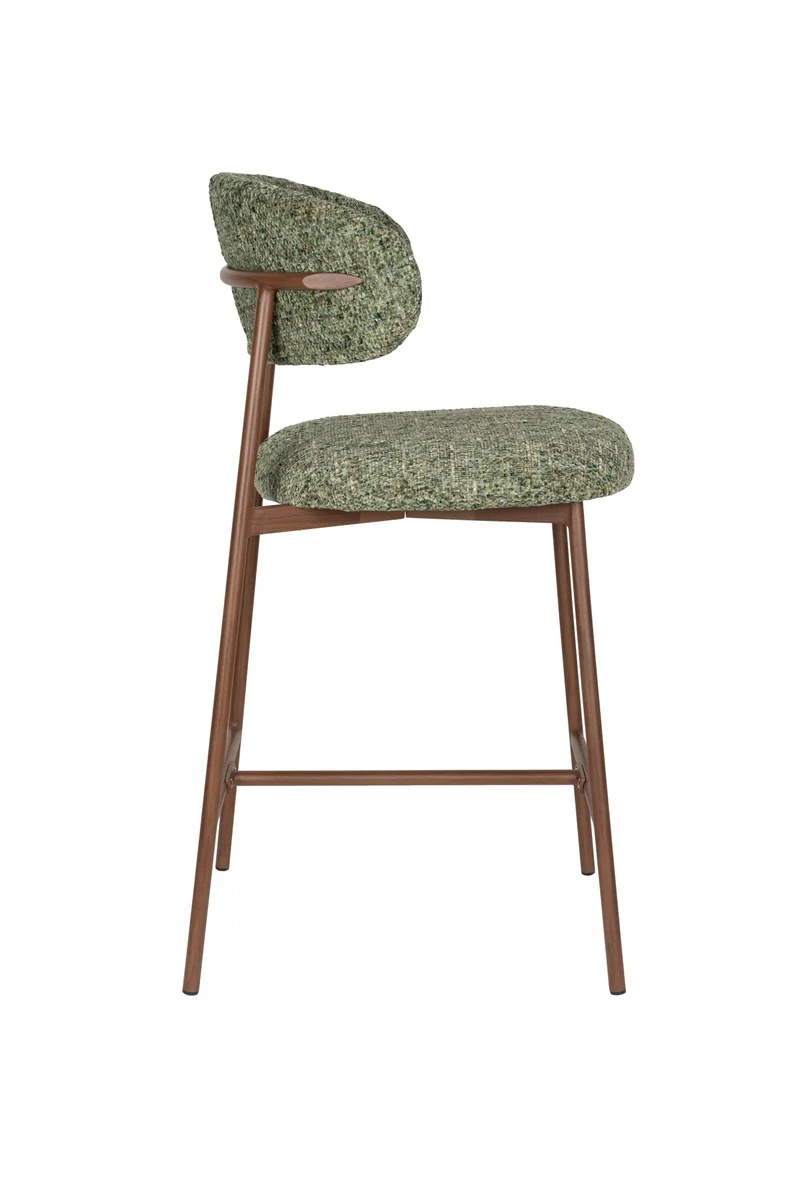 Chaise de bar en tissu vert et métal marron 65cm Kael - The Cool Republic