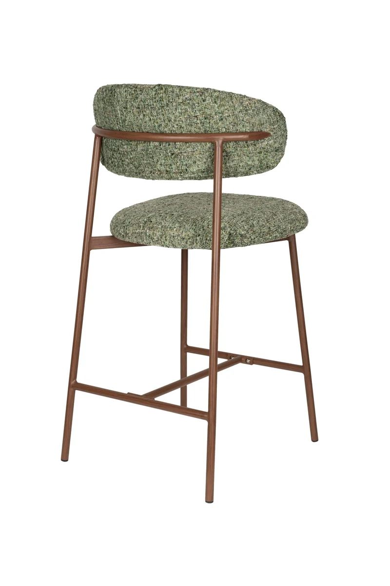 Chaise de bar en tissu vert et métal marron 65cm Kael - The Cool Republic