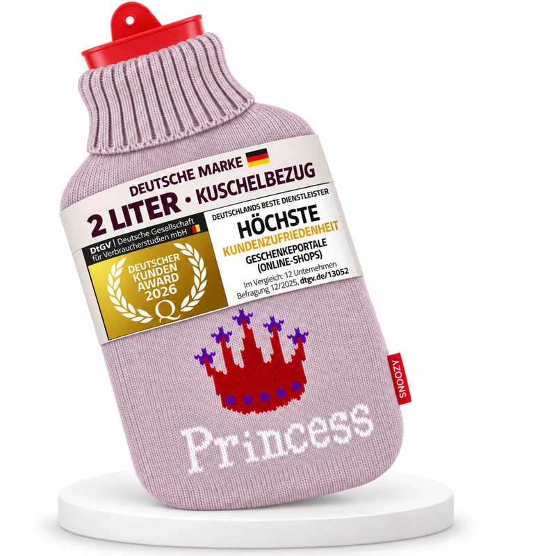 Snoozy 2L Wärmflasche mit Prinzessin-Bezug - Weich & Langlebig