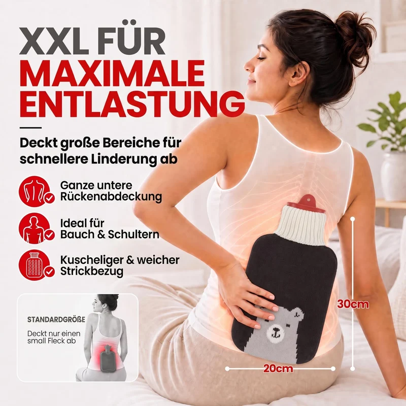 Snoozy 2L Wärmflasche mit flauschigem Hund-Bezug - Kuschelig & Warm