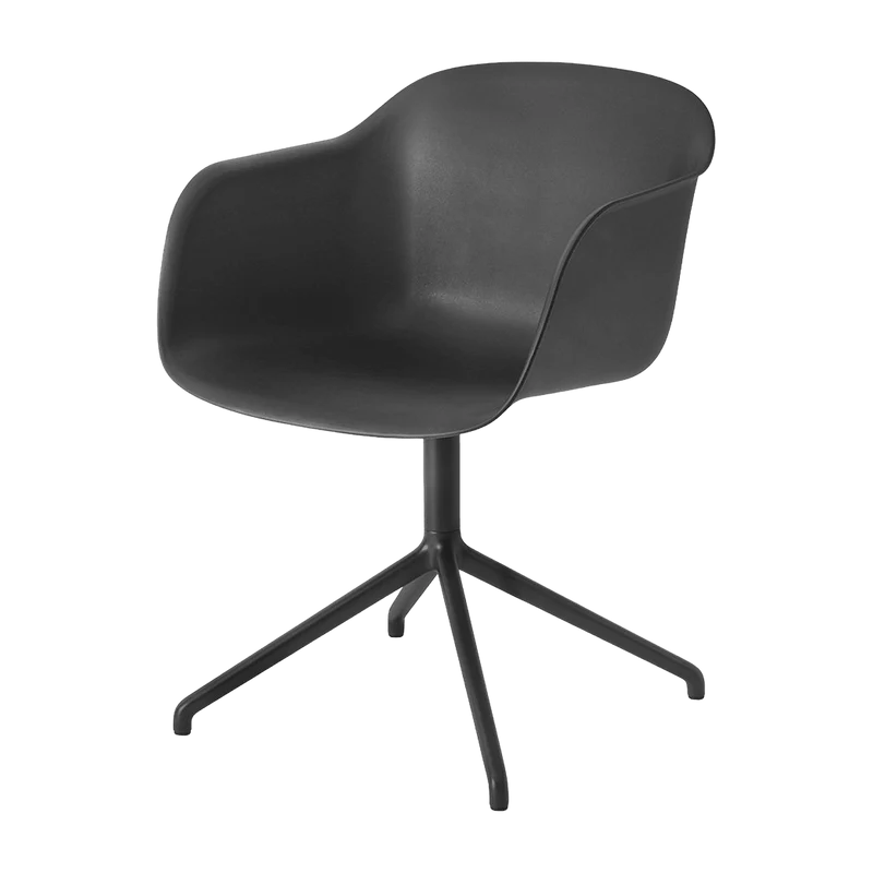 Fauteuil noir piétement pivot Fiber - Muuto