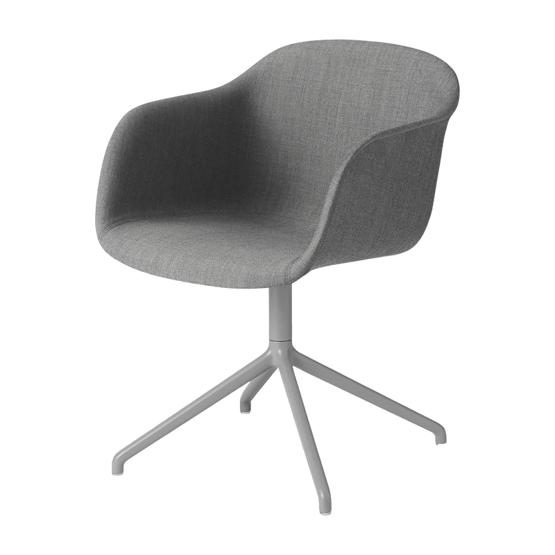 Fauteuil gris piétement pivot et assise textile Fiber - Muuto