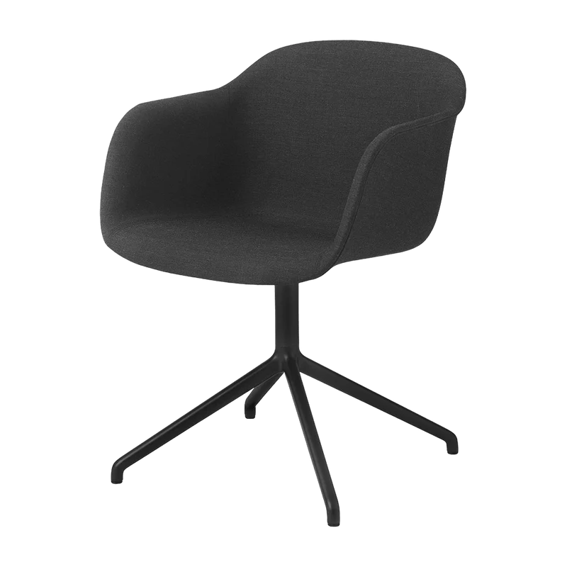 Fauteuil noir piétement pivot et assise textile Fiber - Muuto