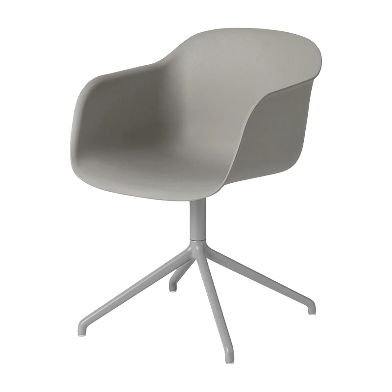 Fauteuil gris piétement pivot Fiber - Muuto