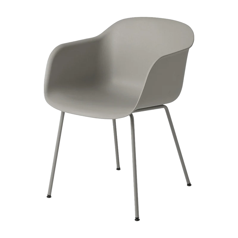 Fauteuil gris piétement tubes Fiber - Muuto