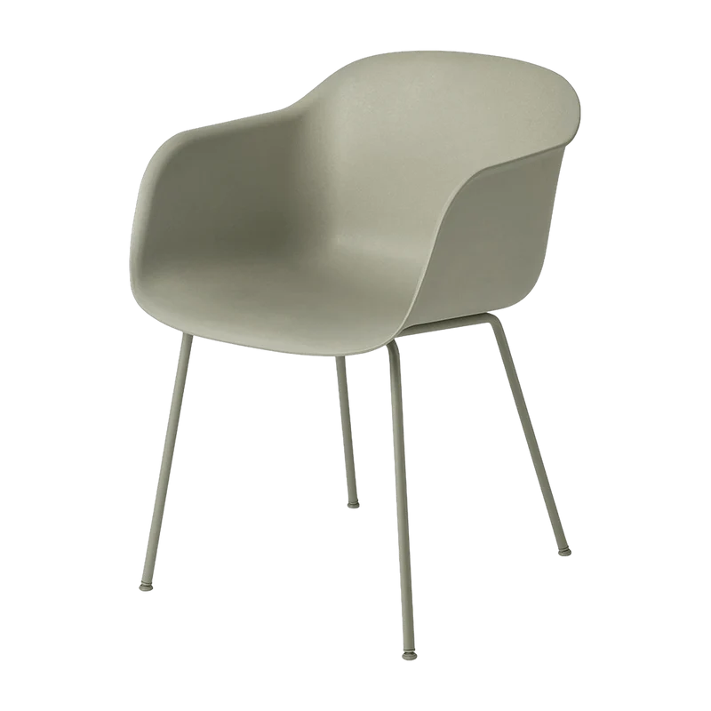 Fauteuil gris vert piétement tubes Fiber - Muuto