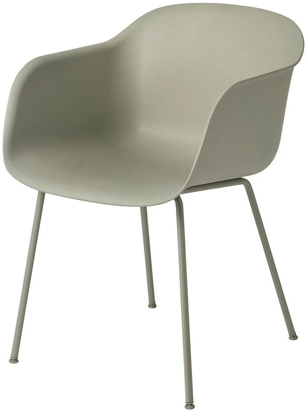Fauteuil gris vert piétement tubes Fiber - Muuto