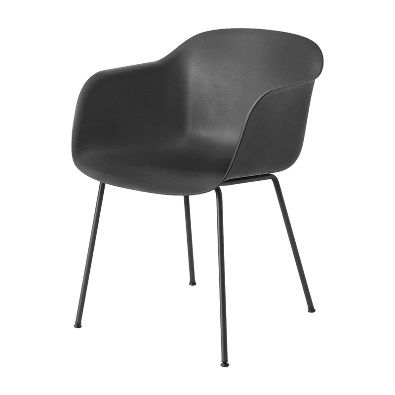 Fauteuil noir piétement tubes Fiber - Muuto