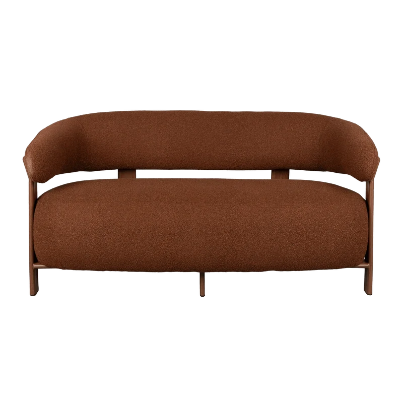 Canapé en tissu bouclette marron et métal marron 135,5cm Sora - The Cool Republic