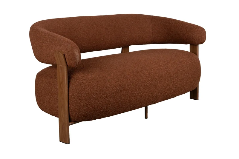 Canapé en tissu bouclette marron et métal marron 135,5cm Sora - The Cool Republic