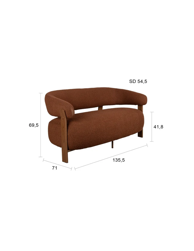 Canapé en tissu bouclette marron et métal marron 135,5cm Sora - The Cool Republic