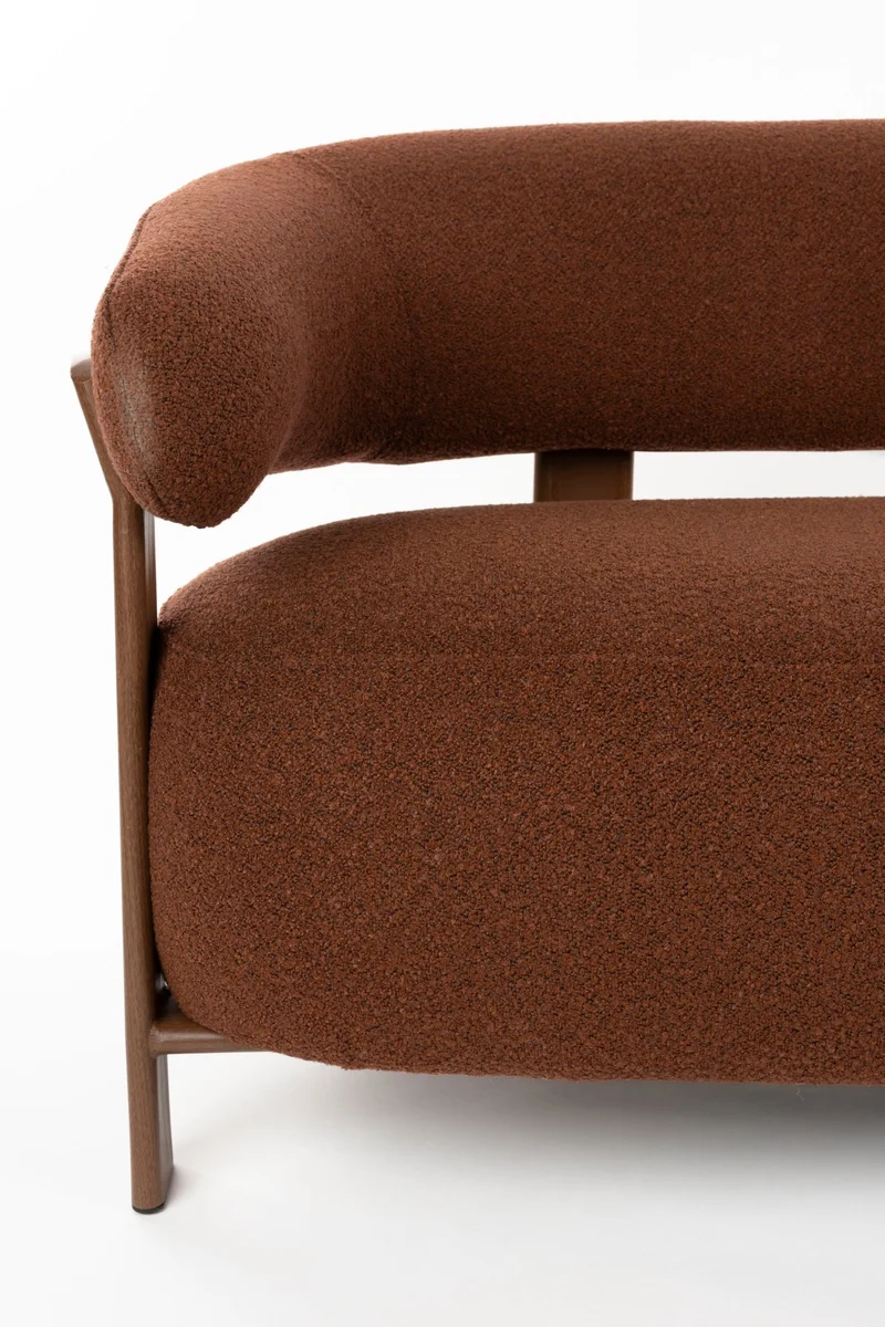 Canapé en tissu bouclette marron et métal marron 135,5cm Sora - The Cool Republic