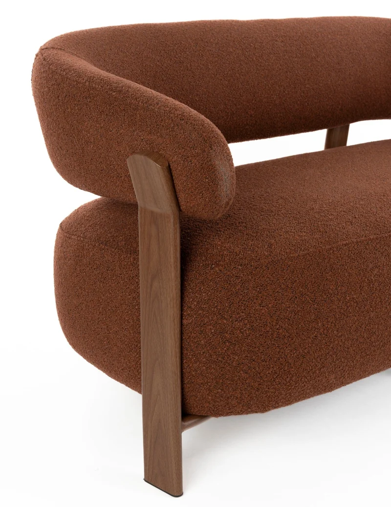 Canapé en tissu bouclette marron et métal marron 135,5cm Sora - The Cool Republic