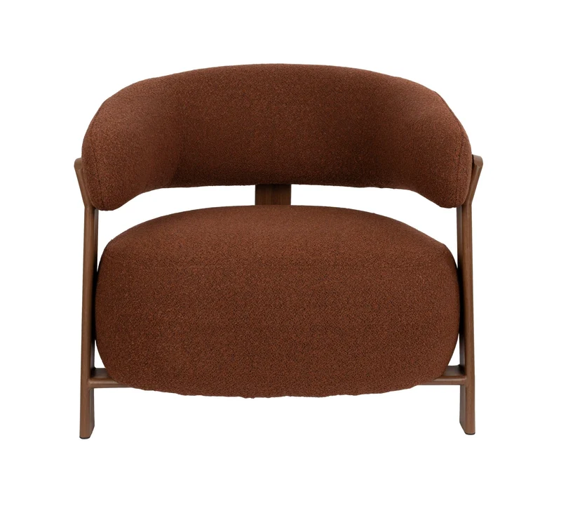 Fauteuil en tissu bouclette marron et métal marron Sora - The Cool Republic