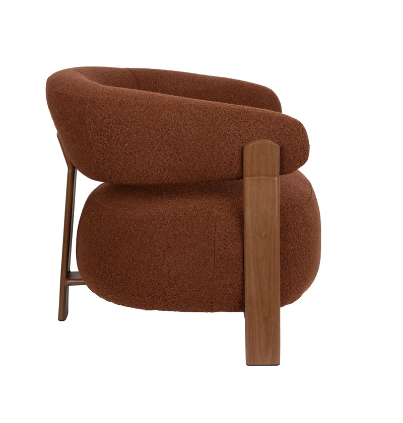 Fauteuil en tissu bouclette marron et métal marron Sora - The Cool Republic